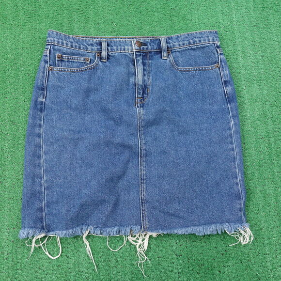 J CREW 100% COTTON DENIM CUT OFF SKIRT WOMENS SIZE 8 - Picture 1 of 6